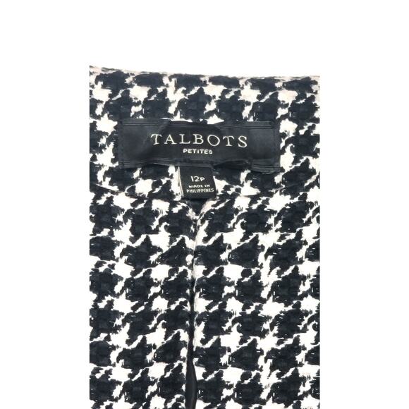 Talbots textured Houndstooth  Blazer Jacket Black white women's 12P - Picture 2 of 6